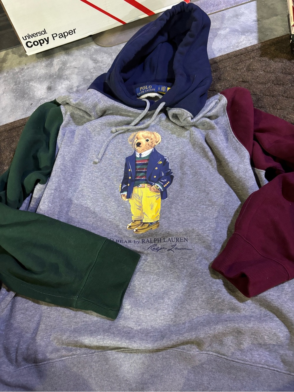 Ralph Lauren Colorblock Polo Bear Hoodie - Grey, Navy, Forest Green, Burgundy